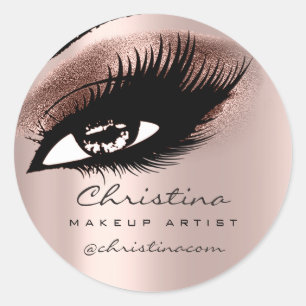 Makeup Artist Glitter Eyelashes Rose Shadows Classic Round Sticker