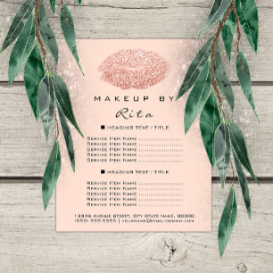 Makeup Artist Glitter Gold Confetti Price List VIP Flyer