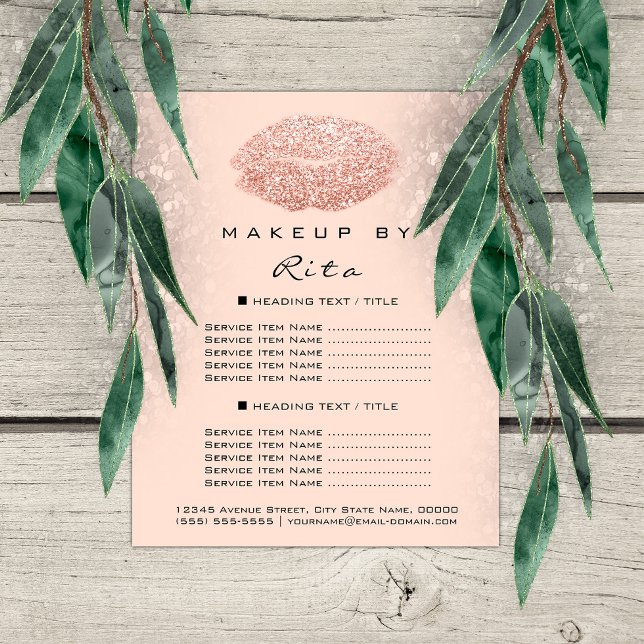 Makeup Artist Glitter Gold Confetti Price List VIP Flyer (Makeup Artist Glitter Gold Confetti Price List VIP Flyer)