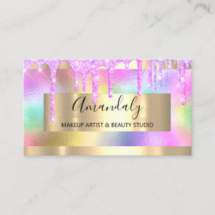 Makeup Artist Glitter Gold Framed Pinky Glitters Business Card