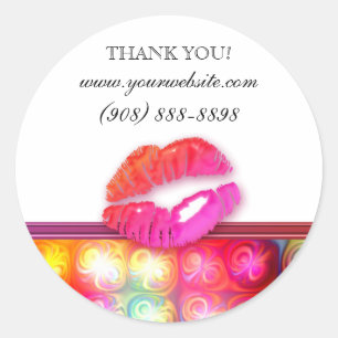 Makeup Artist Glossy Lips Colourful Lights Classic Round Sticker