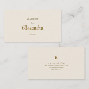 Makeup Artist Gold Beige Elegant Script Minimalist Business Card