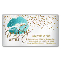 Makeup Artist - Gold Confetti & Teal Lips - Satin
