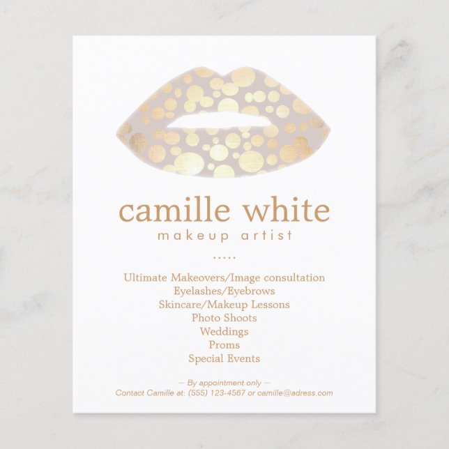 Makeup Artist Gold Lips Beauty Salon Flyer (Front)