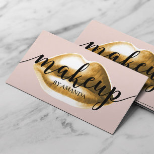 Makeup Artist Gold Lips Classy Typography Girly Business Card