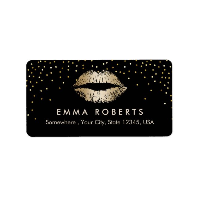 Makeup Artist Gold Lips Confetti Beauty Salon Label (Front)