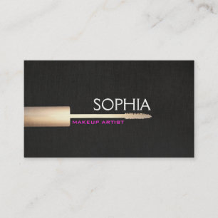 Makeup Artist Gold Mascara On Faux Black Linen 3 Business Card
