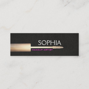 Makeup Artist Gold Mascara On Faux Black Linen 3 Mini Business Card