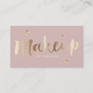 Makeup Artist Gold Sequins Elegant Dusty Pink Business Card