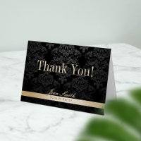 Makeup Artist Gold Striped Dark Damask Thank You
