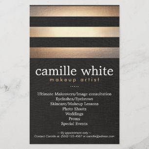 Makeup Artist Gold Stripes Stylish Beauty Salon Flyer