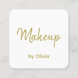 Makeup Artist Gold White Modern Square Business Card