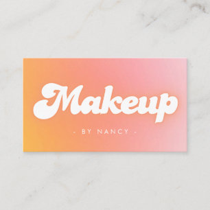 Makeup Artist Groovy Retro Peach Business Card