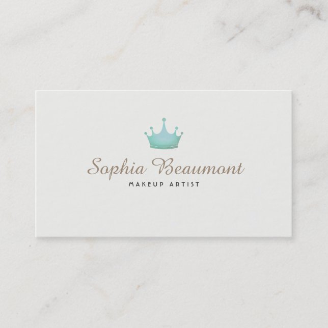 Makeup Artist Hair and Beauty Turquoise Crown Business Card (Front)