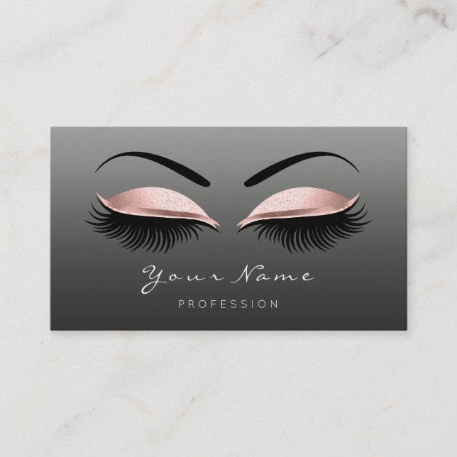 Makeup Artist Hair Lashes Pink Black White Eyes Appointment Card (Front)