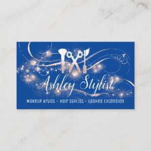 Makeup Artist Hair Salon Eyelash Royal Blue Rose Business Card