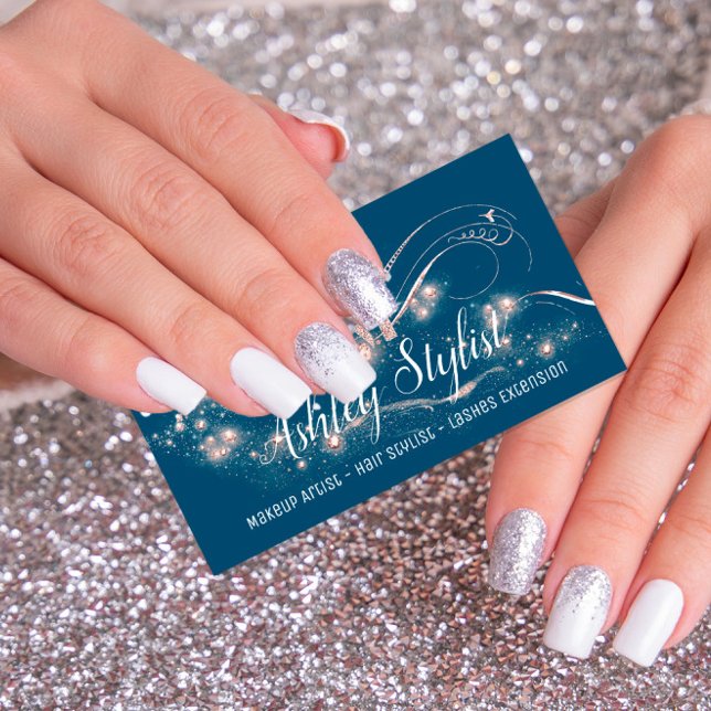 Makeup Artist Hair Salon Eyelash Smoky Blue Rose Business Card (Creator Uploaded)