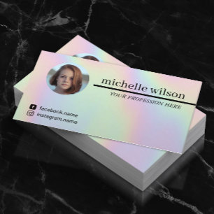 Makeup Artist Hair Salon Holographic Photo Business Card