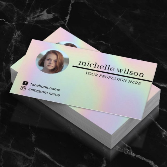 Makeup Artist Hair Salon Holographic Photo Business Card (Creator Uploaded)