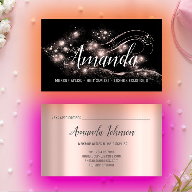 Makeup Artist Hair Salon Lash  Event Blogger Rose Business Card (Makeup Artist Hair Salon Lash Event Blogger Rose Business Card)