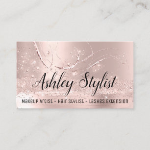 Makeup Artist Hair Salon Lash Extensions Rose Business Card