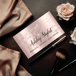 Makeup Artist Hair Salon Lash  Logo  Blogger Rose Business Card