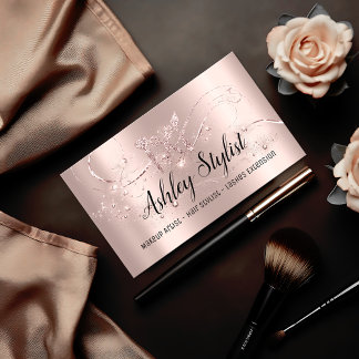 Makeup Artist Hair Salon Lash Logo Blogger Rose Business Card