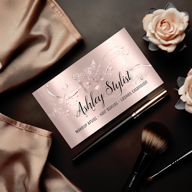 Makeup Artist Hair Salon Lash  Logo  Blogger Rose Business Card (Makeup Artist Hair Salon Lash Logo Blogger Rose Business Card)