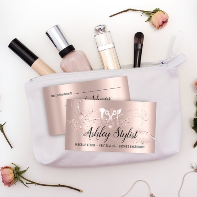 Makeup Artist Hair Salon Lash  Logo  Blogger Rose Business Card (Makeup Artist Hair Salon Lash Logo Blogger Rose Business Card)