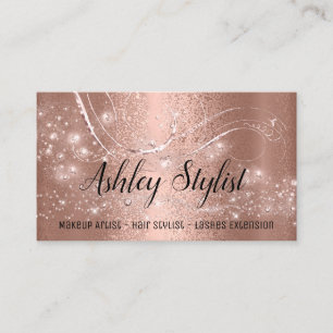 Makeup Artist Hair Salon Lash Rose Skin Metal Lux Business Card
