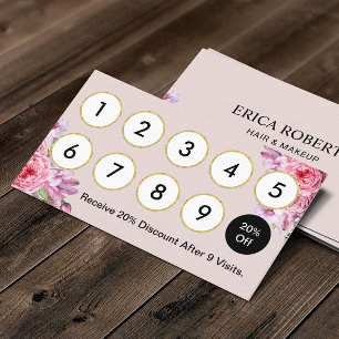 Makeup Artist & Hair Salon Vintage Floral Loyalty Card