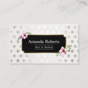 Makeup Artist Hair Stylist Elegant Floral Silver Business Card