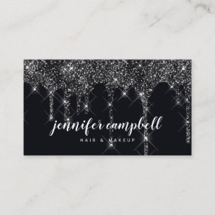 Makeup artist hair stylist glitter drips black business card