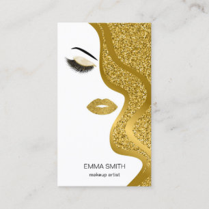Makeup Artist Hair Stylist Gold Glitter Business Card