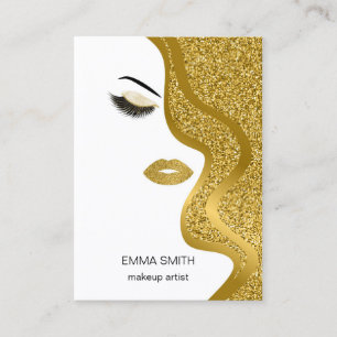 Makeup Artist Hair Stylist Gold Glitter Business Card