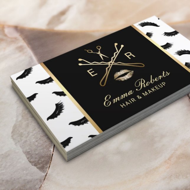 Makeup Artist Hair Stylist Lashes Print Salon Business Card (Creator Uploaded)