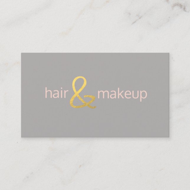 Makeup artist hair stylist minimalist faux gold business card (Front)