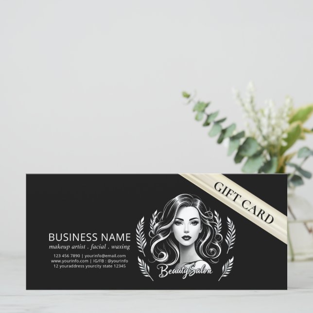 Makeup Artist Hair Stylist Modern Black White Gold (Standing Front)