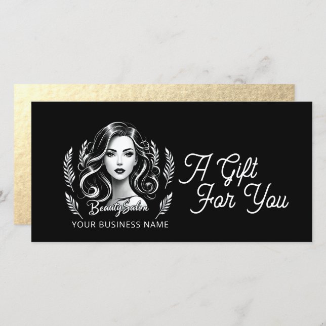 Makeup Artist Hair Stylist Modern Black White Gold (Front/Back)