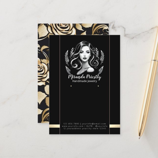 Makeup Artist Hair Stylist Modern Jewellery Displa Appointment Card (Front/Back In Situ)