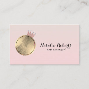 Makeup Artist Hair Stylist Pastel Pink Queen Photo Business Card