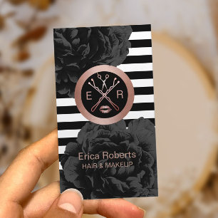 Makeup Artist Hair Stylist Rose Gold Beauty Salon Business Card