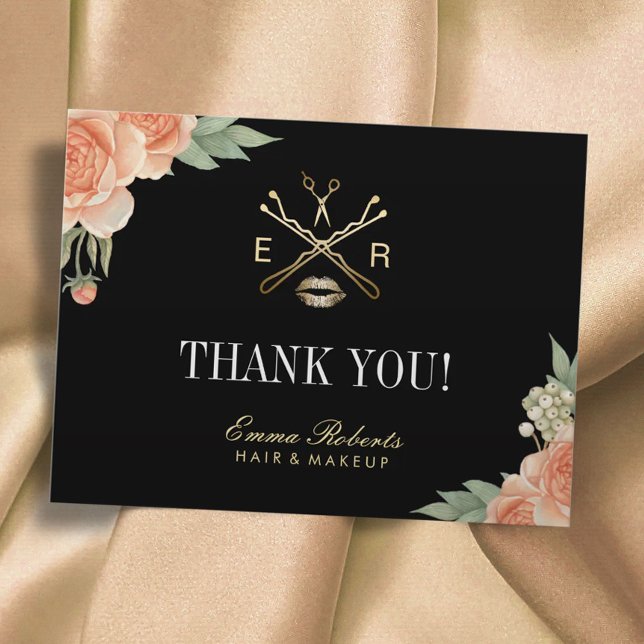 Makeup Artist Hair Stylist Salon Floral Thank You Postcard (Creator Uploaded)