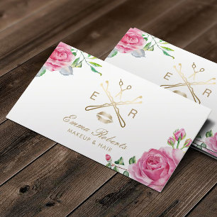 Makeup Artist Hair Stylist Vintage Floral Salon Business Card
