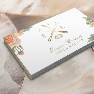 Makeup Artist Hair Stylist Vintage Floral Salon Business Card