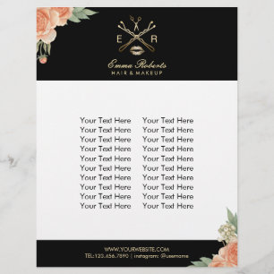 Makeup Artist & Hair Stylist Vintage Floral Salon Flyer