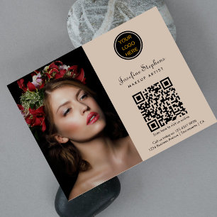  Makeup Artist Hairdresser Business Logo QR Code  Flyer