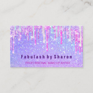 Makeup Artist Hairdresser Pink Holograph Unicorn Business Card
