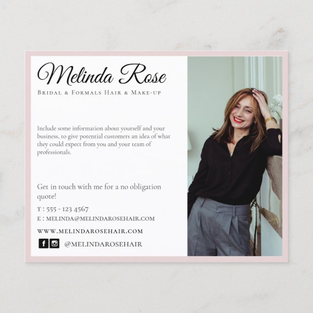 Makeup Artist Hairstylist Professional Pink Floral Flyer (Back)