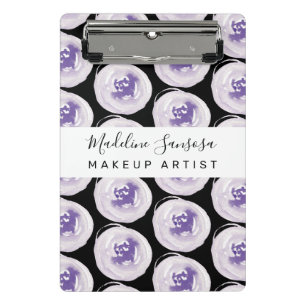 Makeup Artist Hand Watercolor Poppies Purple Mini Clipboard